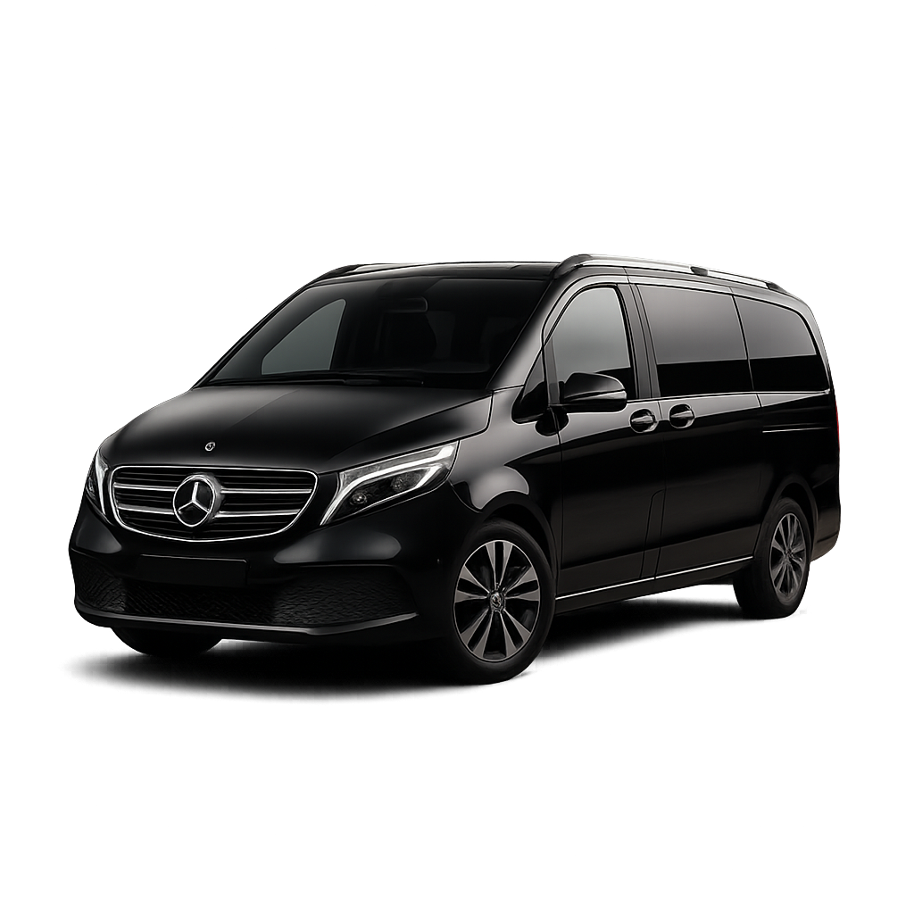 Lussuosa Mercedes V-Class nera per servizio NCC in Toscana